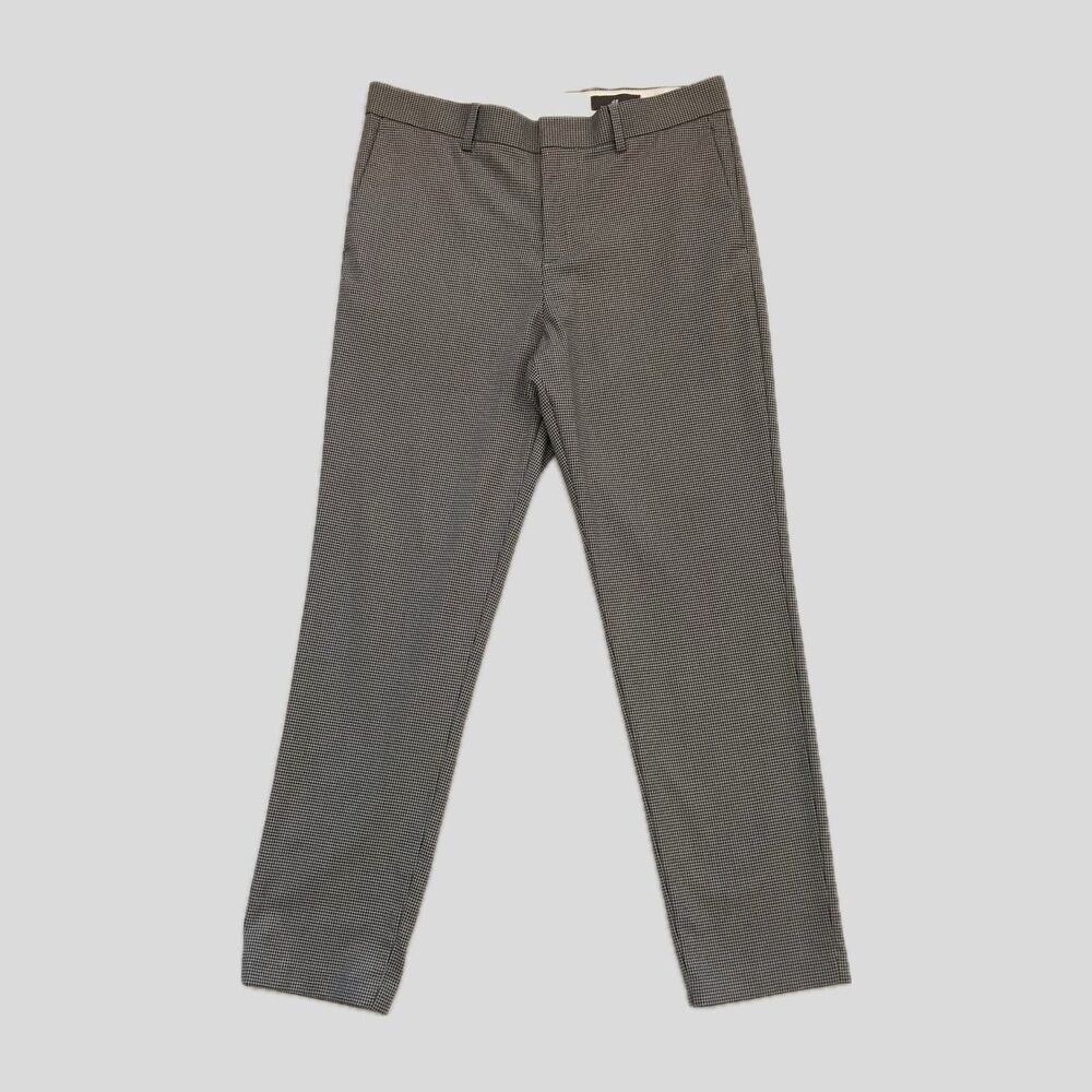 H&M Black Gray Houndstooth Slim Fit Flat Front Pants Trousers Mens 32R